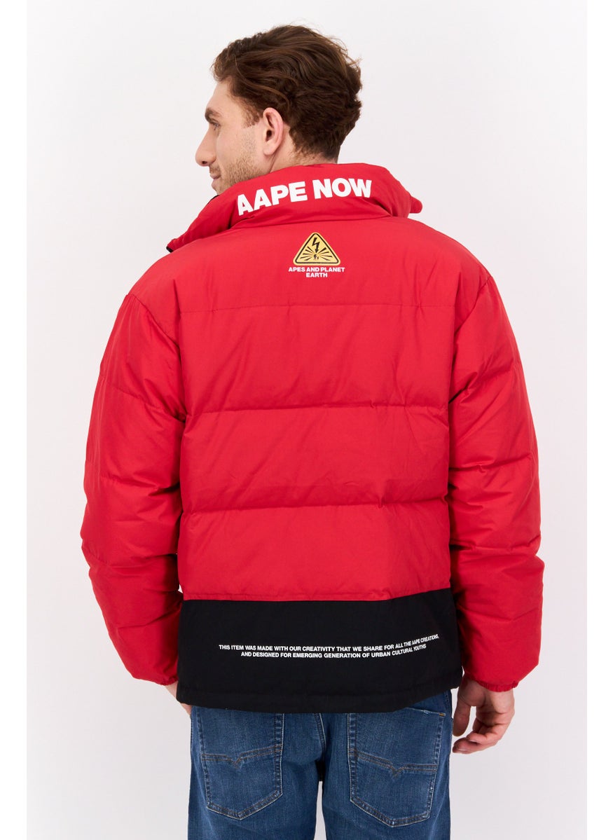 Aape By A Bathing Ape - Men Brand Logo Puffer Jacket, Red - Image 1