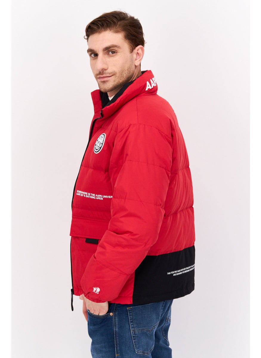 Aape By A Bathing Ape - Men Brand Logo Puffer Jacket, Red - Image 1