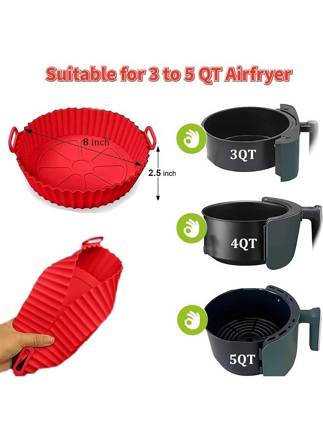 Bukela 2 Pack Air Fryer Silicone Liners Pot for 3 to 5 QT, Non Stick Air Fryer Silicone Basket Inserts, Food Safe Reusable Baking Tray Oven Accessories (20x17x5 Cm) - Image 5