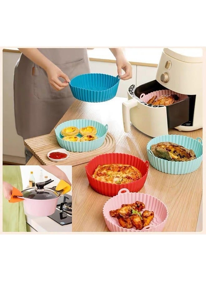 Bukela 2 Pack Air Fryer Silicone Liners Pot for 3 to 5 QT, Non Stick Air Fryer Silicone Basket Inserts, Food Safe Reusable Baking Tray Oven Accessories (20x17x5 Cm) - Image 4