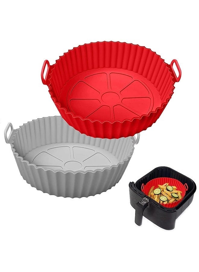 Bukela 2 Pack Air Fryer Silicone Liners Pot for 3 to 5 QT, Non Stick Air Fryer Silicone Basket Inserts, Food Safe Reusable Baking Tray Oven Accessories (20x17x5 Cm) - Image 1