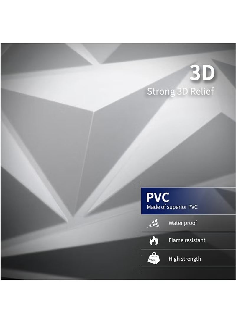 12 Pcs 3D Wall Panel 3D Texture PVC Wallpaper Diamond Design Decorative Wall Cover For Living Room Lobby Bedroom Office Each 30x30cm  - Image 2