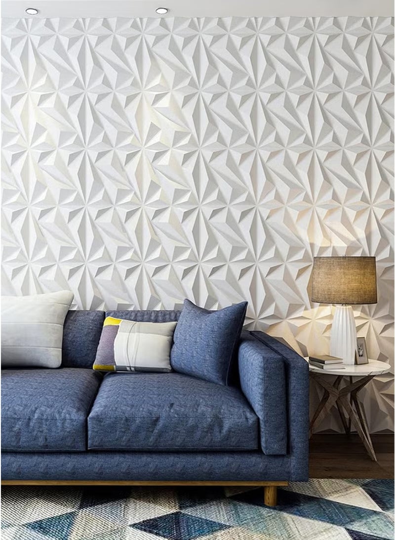 12 Pcs 3D Wall Panel 3D Texture PVC Wallpaper Diamond Design Decorative Wall Cover For Living Room Lobby Bedroom Office Each 30x30cm  - Image 5