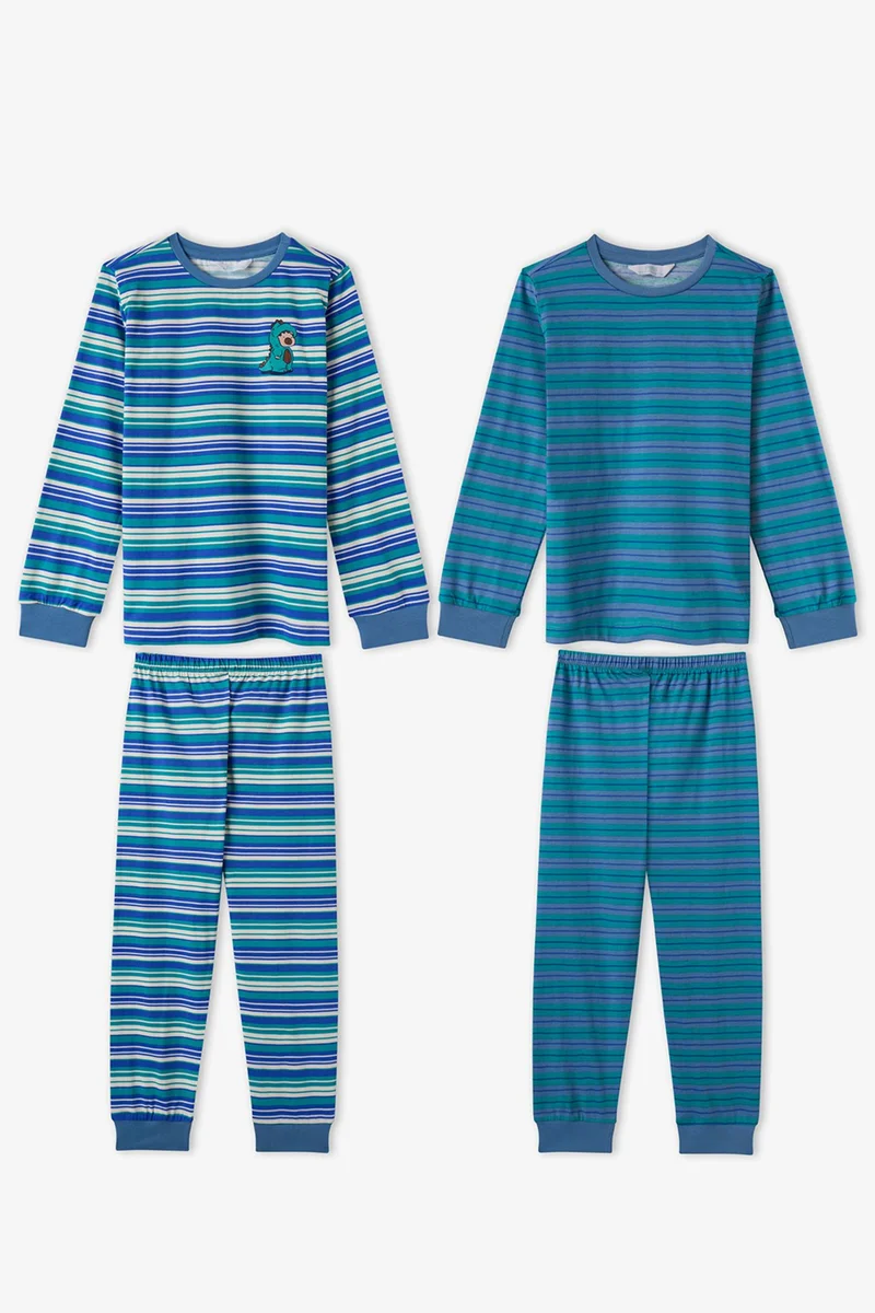 PENTI Boys' Striped Lovers Cotton Long Sleeve Pajama Set