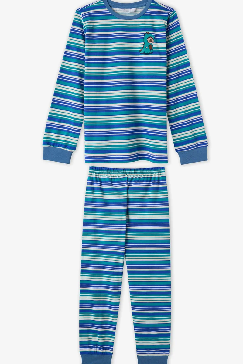 Penti Multicolor PENTI Boys' Striped Lovers Cotton Long Sleeve Pajama Set for Men | Best Price UAE