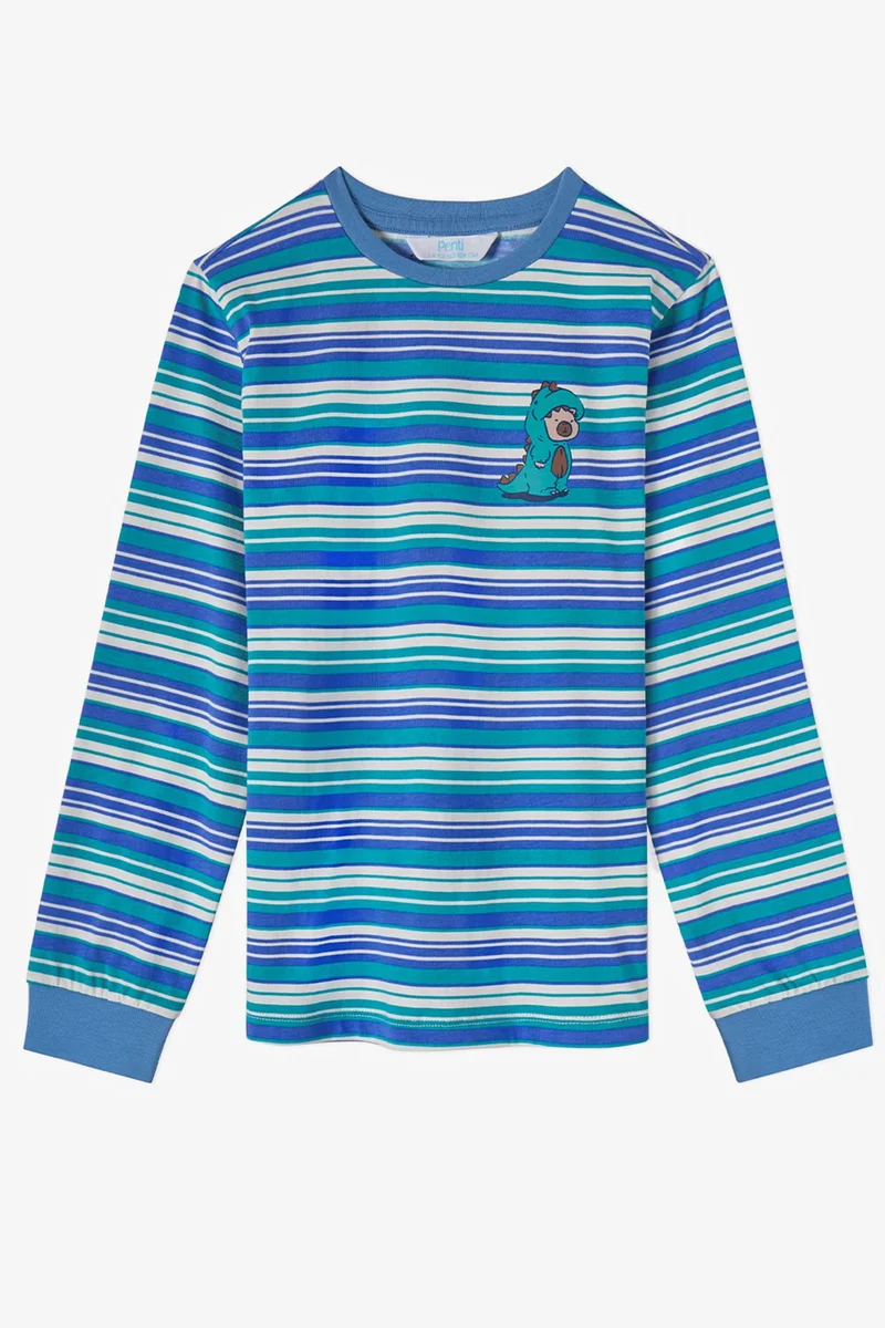 Penti Multicolor PENTI Boys' Striped Lovers Cotton Long Sleeve Pajama Set for Men | Best Price UAE