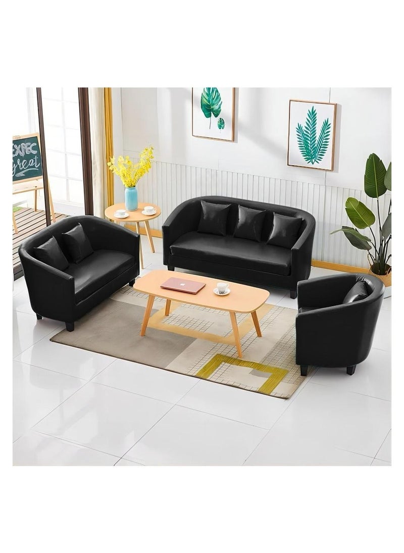 Generic - Classic Style Furniture Simple Sofa for Hotel Restaurant Coffeehouse Black Without Pillow - Image 1
