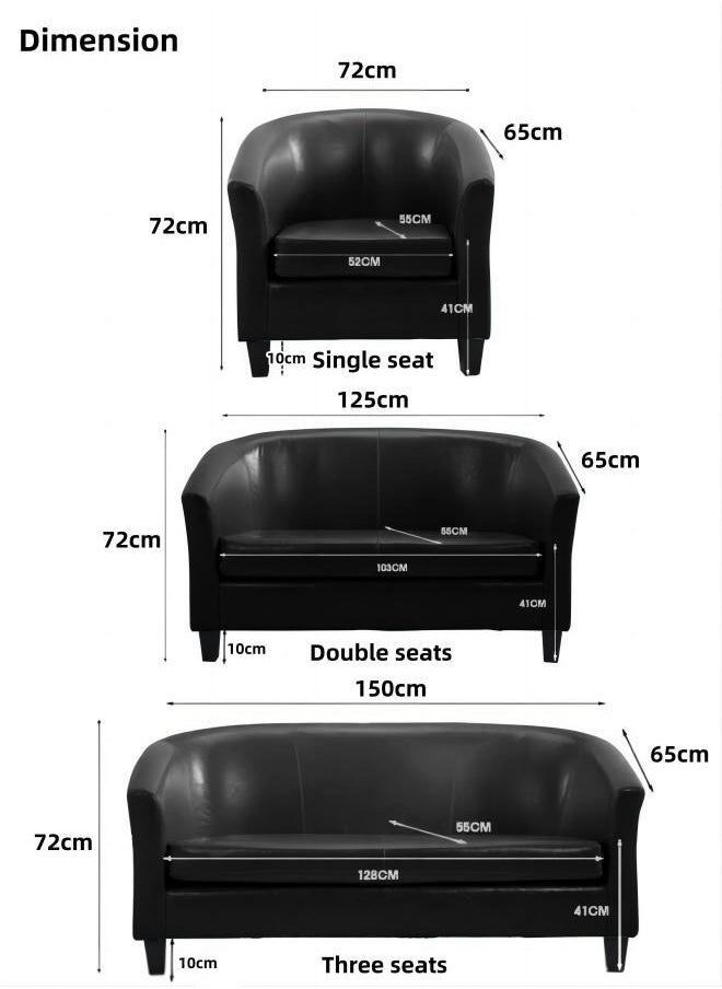 Generic - Classic Style Furniture Simple Sofa for Hotel Restaurant Coffeehouse Black Without Pillow - Image 1