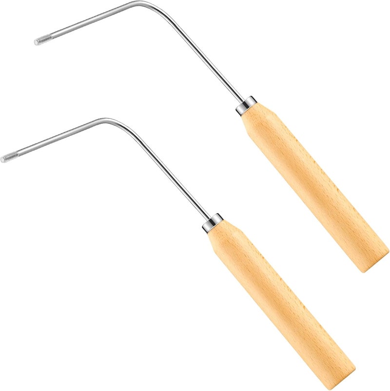 Zhehao 2 Pieces Rosette Iron Single Handle Rosette Cookie Iron Wooden Handle Easy Cookie Maker Tool Aluminum Alloy Pastry Bunelos Tool Elegant Kitchen Utensil for Cookie Moulds Holiday Cooking - Image 1