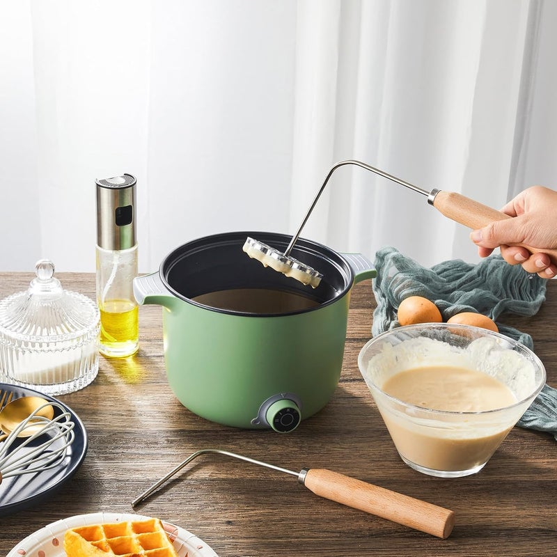 Zhehao 2 Pieces Rosette Iron Single Handle Rosette Cookie Iron Wooden Handle Easy Cookie Maker Tool Aluminum Alloy Pastry Bunelos Tool Elegant Kitchen Utensil for Cookie Moulds Holiday Cooking - Image 5