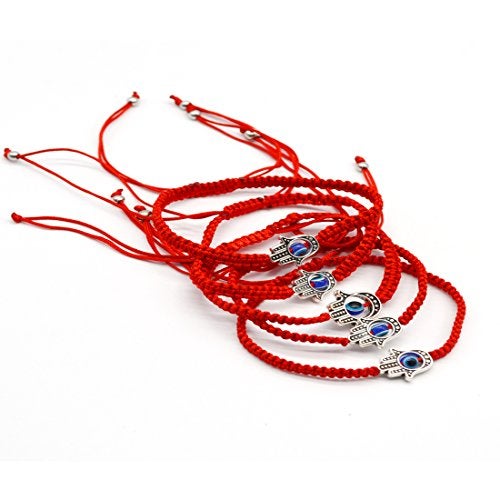 Omonic MAYMII·HOME 6 pcs Lucky Hamsa Red String Line Kabbalah Bracelets Bracelet Bangle Braided String Cord and Rotating Evil Eye Hamsa Hand - Jewish Amulet Pendant Jewelry for Success and Lucky - Image 2