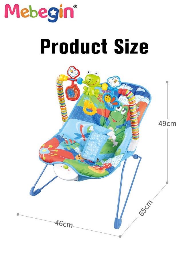 MEBEGIN 2 In 1 Baby Bouncer Chair with Removable Toy Bar, Washable Cushion and Non-slip Base, Adjustable Infant-to-Toddler Rocker with Music and Soothing Vibration Button, Newborn Essentials  - Image 5