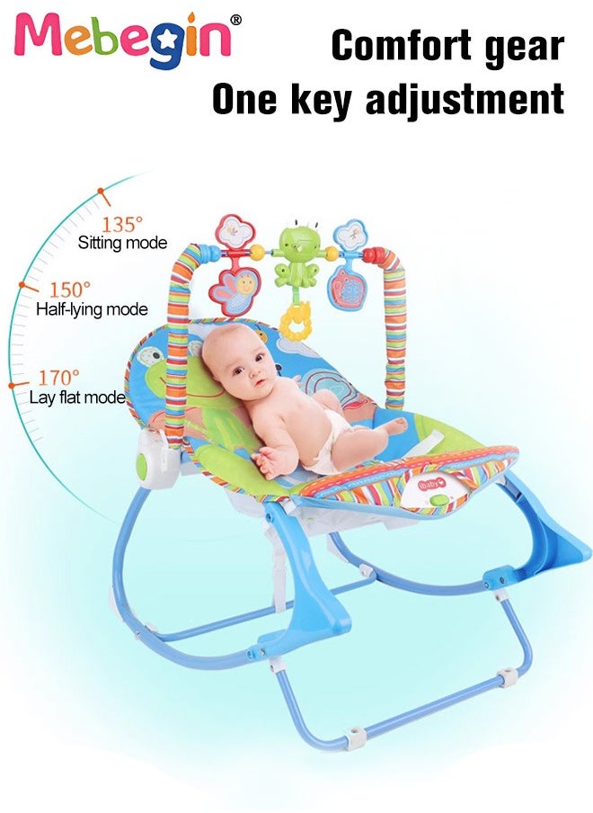 MEBEGIN 2 In 1 Baby Bouncer Chair with Removable Toy Bar, Washable Cushion and Non-slip Base, Adjustable Infant-to-Toddler Rocker with Music and Soothing Vibration Button, Newborn Essentials  - Image 4