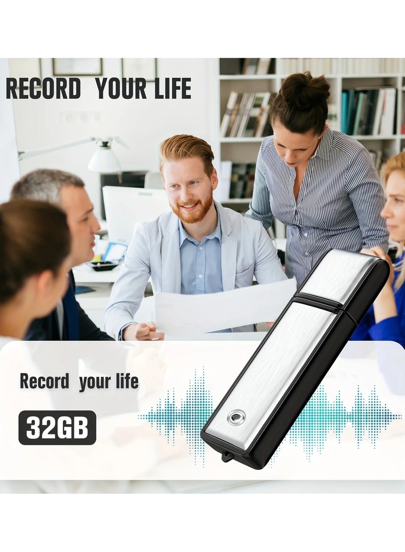 32GB USB Flash Drive Digital Recorder and Voice Recorder with High Definition Noise Reduction Rechargeable Ideal for classroom recording of lessons, lectures, interviews, meetings, press or personal - Image 4