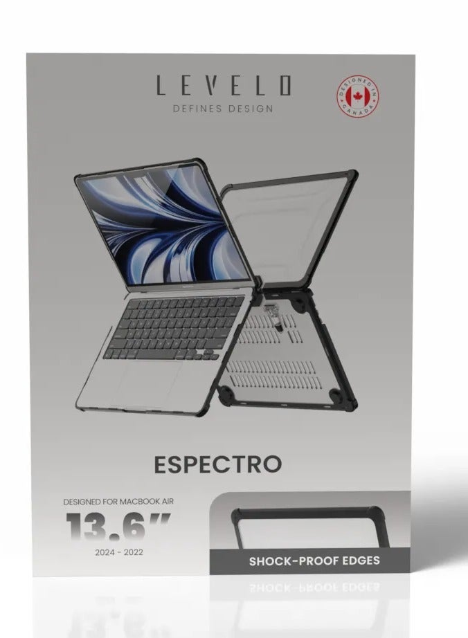 LEVELO Espectro Macbook Air 13.6inch Case / Foldable Stand / Built in Air Vents / Easy Installation - Black  - Image 3