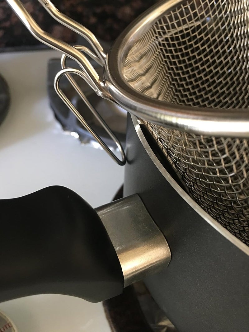 OlRADA Stainless Steel Pasta and Noodle Strainer Basket | Micro-Perforated Mesh Design with Sturdy Wooden Handle | Quick Drying Anti-Corrosion Spider Drainer 1Pcs (13inch) - Image 4