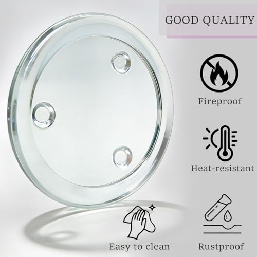MDDEYEMEFO Clear Glass Candle Holder， 3" Glass Coaster Holder ，Small Round Candle Plate for Pillar Candle（3 Pack） - Image 5