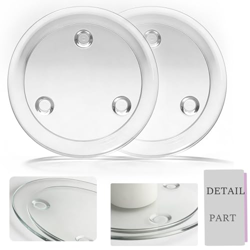 MDDEYEMEFO Clear Glass Candle Holder， 3" Glass Coaster Holder ，Small Round Candle Plate for Pillar Candle（3 Pack） - Image 3