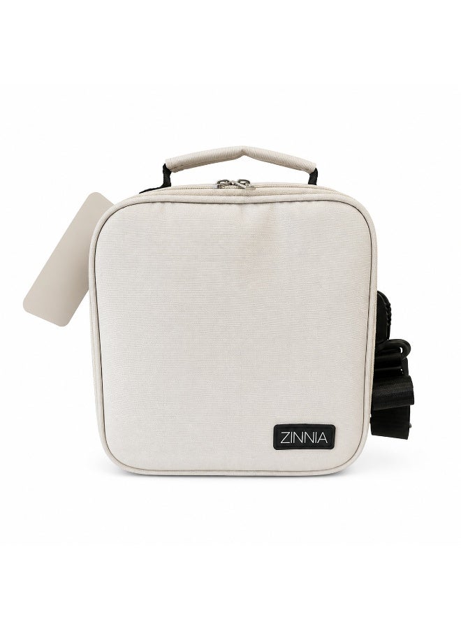Zinnia Insulated Lunch Bag 5L – Beige Thermal Food Storage Bag - Image 1