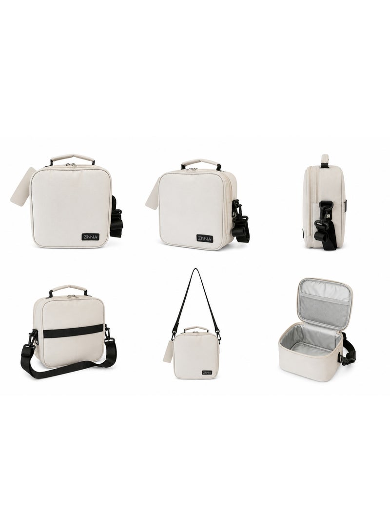 Zinnia Insulated Lunch Bag 5L – Beige Thermal Food Storage Bag - Image 2