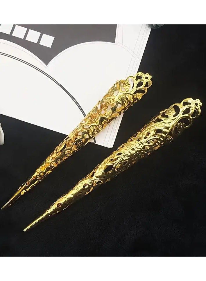 Rozino 5Pieces Of Ancient Queen Costume Fingertip Claws Nail Claw Ring Nail Ring Decoration Accessories Finger Joint Protection Halloween Role-playing Drama Dance Performance  - Image 2