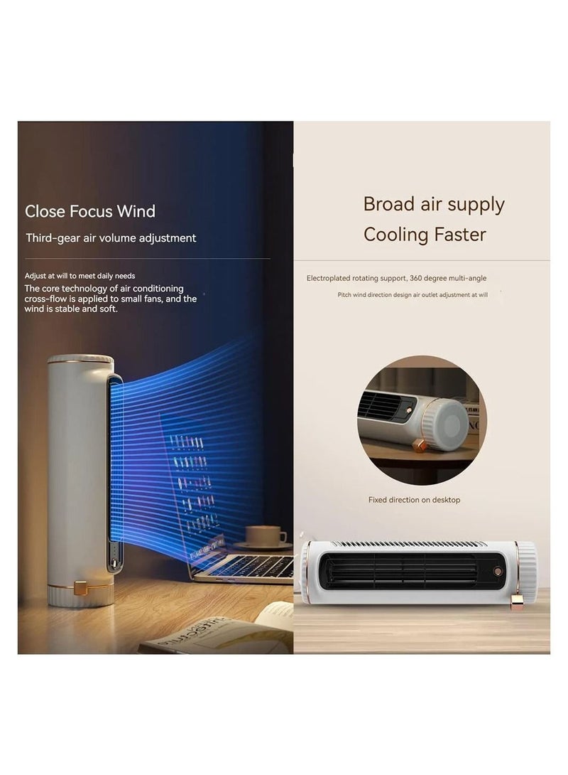 Y&D Tower Fan, Portable Desk Table Fan with 3 Speeds,11 Inch Personal Small Bladeless Fan,Quiet USB Powered,Vertical Air Conditioning for Bedroom Home Office Desktop  - Image 5
