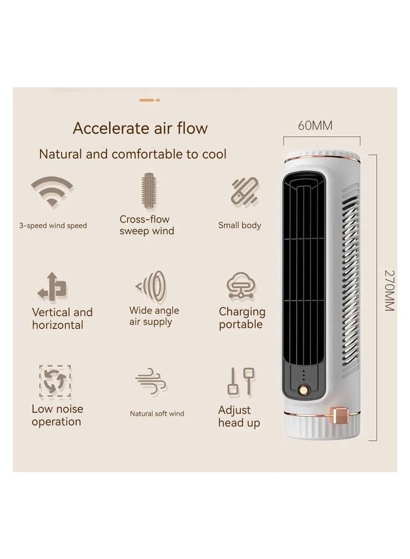 Y&D Tower Fan, Portable Desk Table Fan with 3 Speeds,11 Inch Personal Small Bladeless Fan,Quiet USB Powered,Vertical Air Conditioning for Bedroom Home Office Desktop  - Image 4