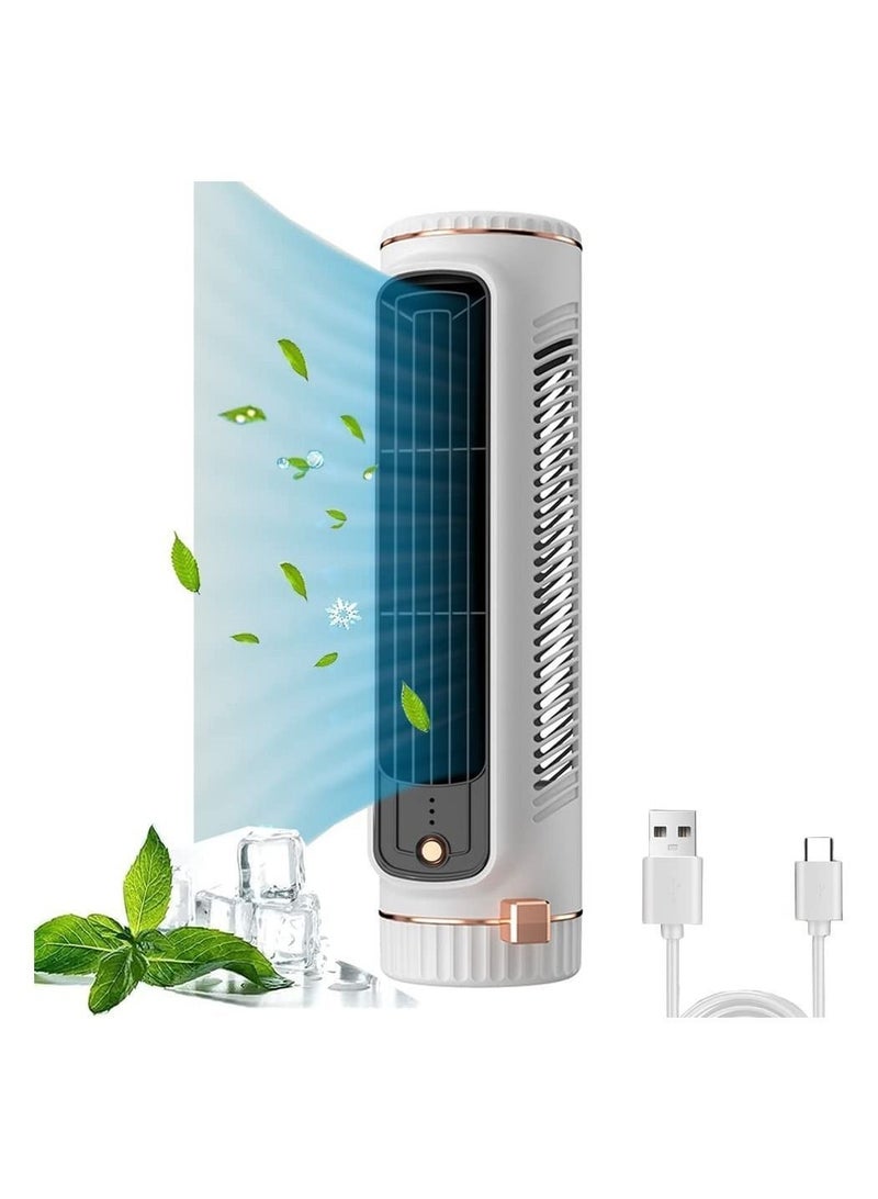 Y&D Tower Fan, Portable Desk Table Fan with 3 Speeds,11 Inch Personal Small Bladeless Fan,Quiet USB Powered,Vertical Air Conditioning for Bedroom Home Office Desktop  - Image 1