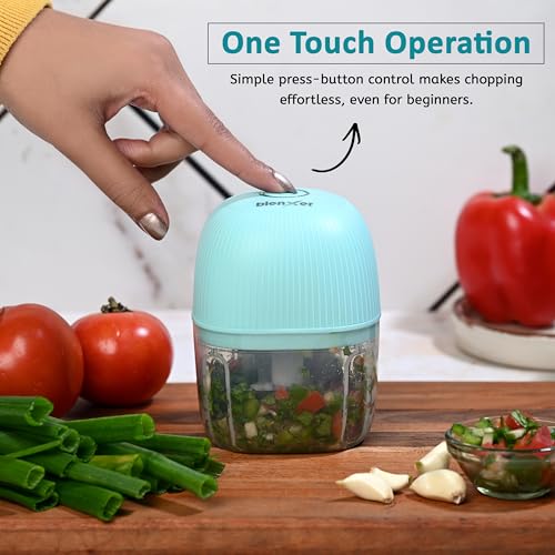 Blenxer Mini Electric Chopper for Kitchen – USB Rechargeable Electric Food Chopper for Garlic, Onion & Vegetables | 250ml Small Food Processor with 3 Stainless Steel Blades (30W) - Image 2
