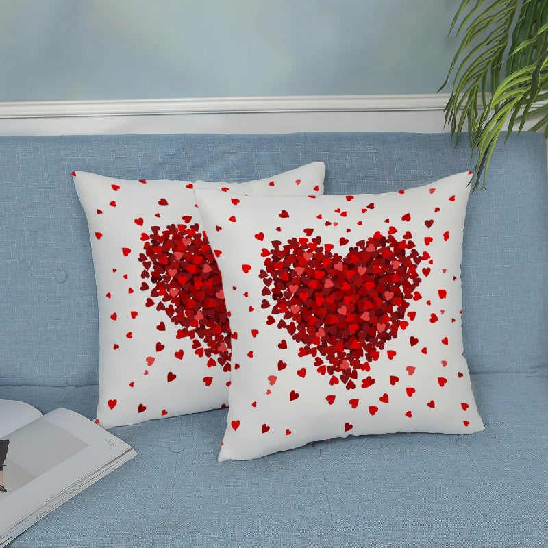 AEIOAE Valentines Pillow Covers 18x18 Inch Set of 2,Red Pink Love Heart Throw Pillows Case,Valentine's Day Mother's Day Anniversary Holiday Decor Cushion Covers Farmhouse Outdoor Decor for Sofa Bed - Image 4