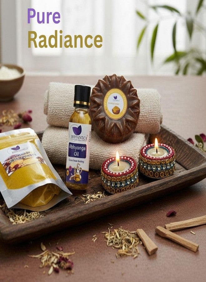 BOTANTICA Gift Set | Bath & Body Care For Birthday Gift & Anniversary diwali To Pamper Your Loved Ones For All Occasion | Handmade ubtan Soap sughandhi ubtan, abhanga oil 2 candle| Natural Ingredient, No Parabens - Image 3