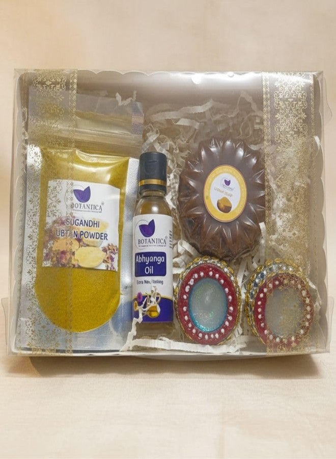 BOTANTICA Gift Set | Bath & Body Care For Birthday Gift & Anniversary diwali To Pamper Your Loved Ones For All Occasion | Handmade ubtan Soap sughandhi ubtan, abhanga oil 2 candle| Natural Ingredient, No Parabens - Image 4