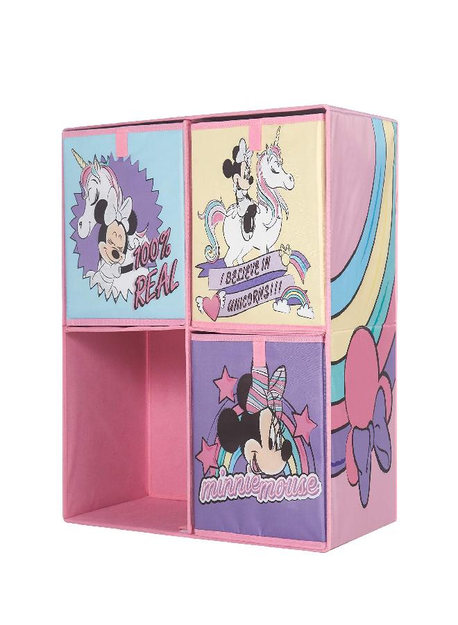 Idea Nuova Idea Nuova Disney Minnie Mouse Collapsible Soft Storage Cubby with 3 Collapsible Cubes  - Image 1