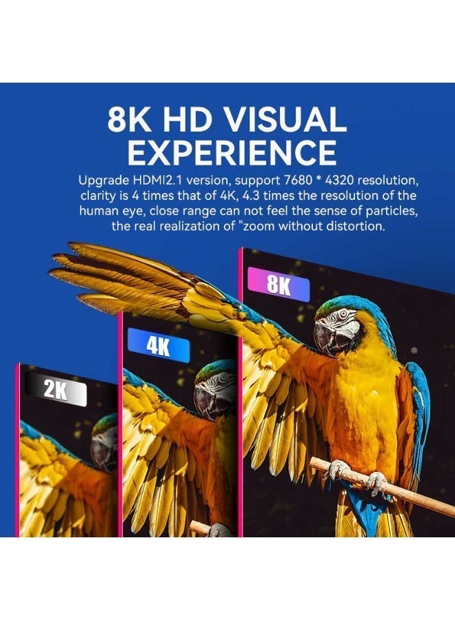 فيج جيج كابل مضفر فائق السرعة 8K HDMI 2.1 - 48 جيجابت في الثانية، 8K بتردد 60 هرتز، 4K بتردد 120/144 هرتز، eARC، HDR، VRR، ALLM، QFT، QMS، Dolby Vision، Atmos رمادي فضي 2 متر - Image 4