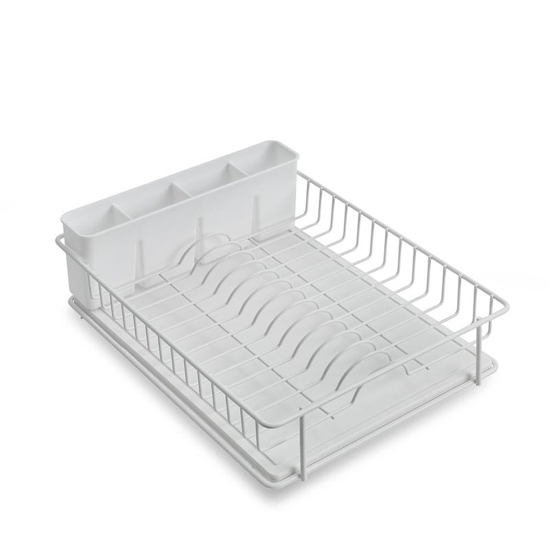 SunnyPoint 304 Stainless Steel Dish Drying Rack with Diatomaceous Earth Drainboard & Removable Utensil Caddy â€“ Rust Resistant Countertop Dish Rack for Kitchen (White) - Image 5