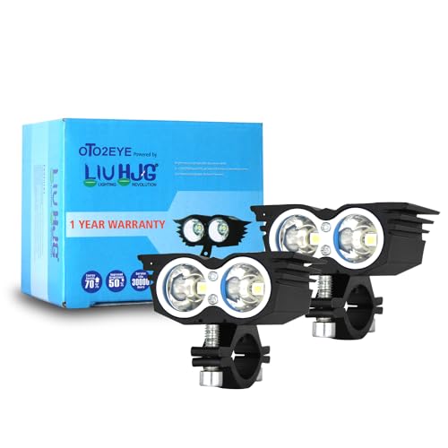OTO2EYE Power By LIU HJG 1 YEAR WARRANTY 2 LED Owl Eye Headlight Lamp Waterproof CREE LED Fog Light with High/Low Beam Function Universal for Bike, Motorcycle and Cars (30W, White, 2 PC) - Image 1