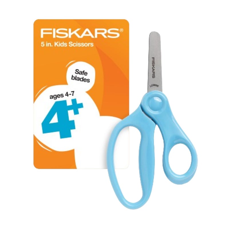 Fiskars 5" Blunt-Tip Scissors for Kids Ages 4-7, For School or Crafting, Turquoise (Pack of 1) - Image 1