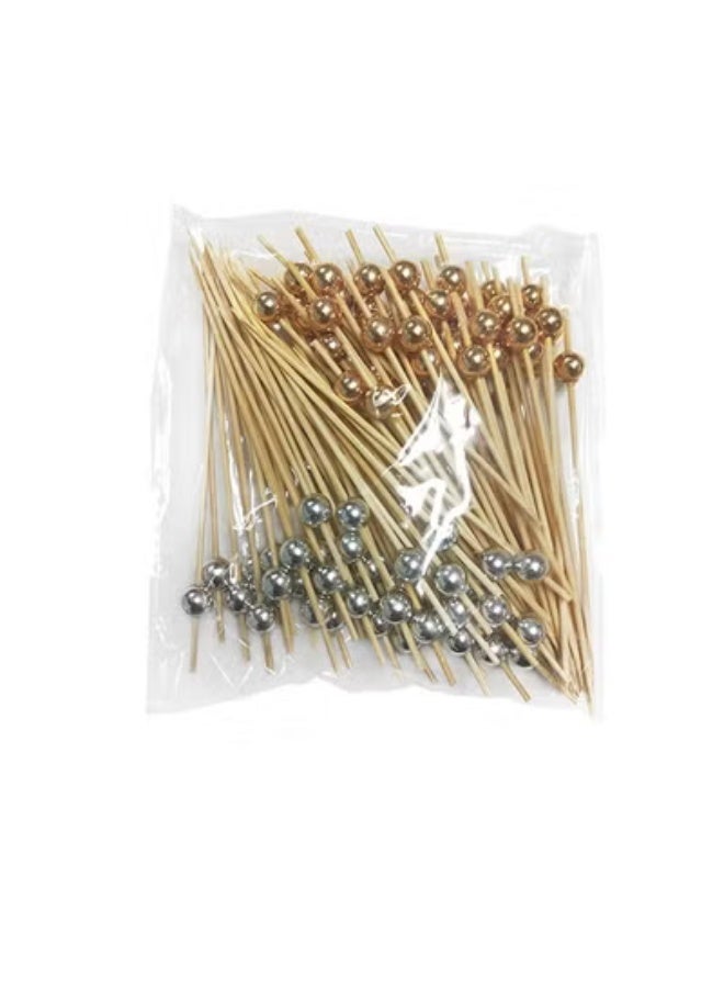 fantasize 100 Stick Bamboo Fruit Sticks Wooden Toothpicks, (12cm) for Party Tapas Nibbles Canapes Appetiser Fruit Skewer BBQ Sandwich Bento Accessory Pick Food - Image 2