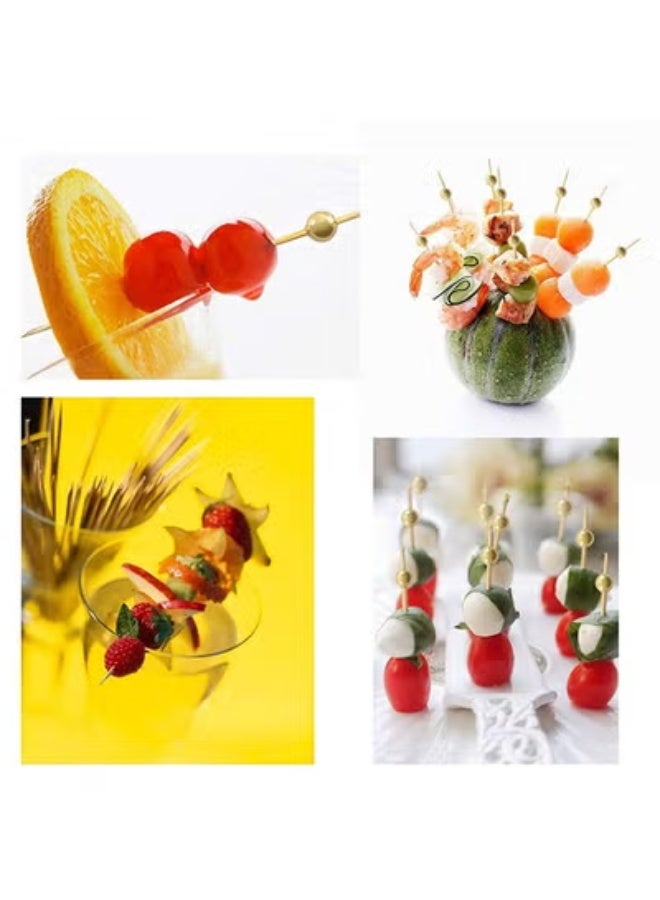 fantasize 100 Stick Bamboo Fruit Sticks Wooden Toothpicks, (12cm) for Party Tapas Nibbles Canapes Appetiser Fruit Skewer BBQ Sandwich Bento Accessory Pick Food - Image 3