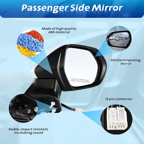 AAAWZDWD Passenger Side Mirror Replacement For Toyota Camry (2018 2019 2020 2021 2022) - Non-Heated Manual Folding without turn signals without Blind White Right Side Mirror Replacement - 8794006800(3Pins) - Image 5
