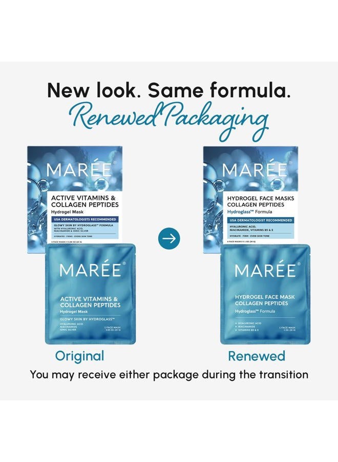MAREE Hydrogel Collagen Facial Mask with Hyaluronic Acid — Hydrating Face Masks Skincare — Niacinamide, Amino Acids & Red Algae Extract — Facial Masks For Women — Mascarillas Para La Cara — 4 Count - Image 2