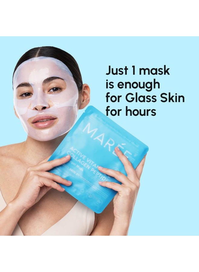 MAREE Hydrogel Collagen Facial Mask with Hyaluronic Acid — Hydrating Face Masks Skincare — Niacinamide, Amino Acids & Red Algae Extract — Facial Masks For Women — Mascarillas Para La Cara — 4 Count - Image 3