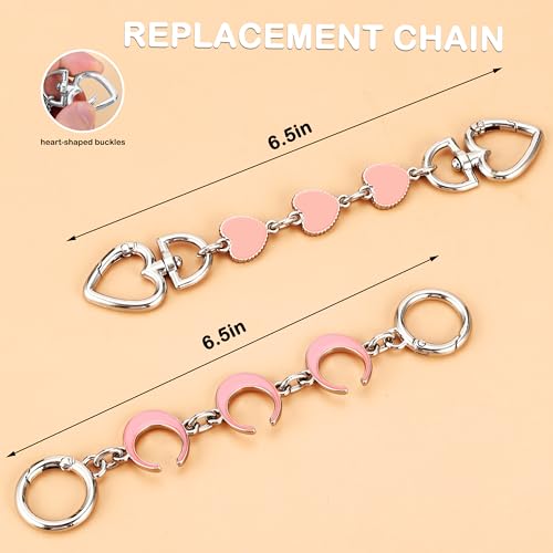 ZLSPTK 2Pcs Purse Extender Chain Silver Pink Bag Extender Chain Heart Purse Strap Extender Moon Purse Strap Replacement Crossbody Purse Accessories for Women Bag Charms for Handbags Tote Bags Purse Making - Image 5