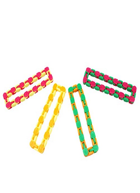 Snap and Click Fidget Toys – Fun Twist and Shape Puzzle for Kids and Adults – Sensory Stress Relief and Party Favors – Set of 4 (24 Links Each, 10.75 Inches)