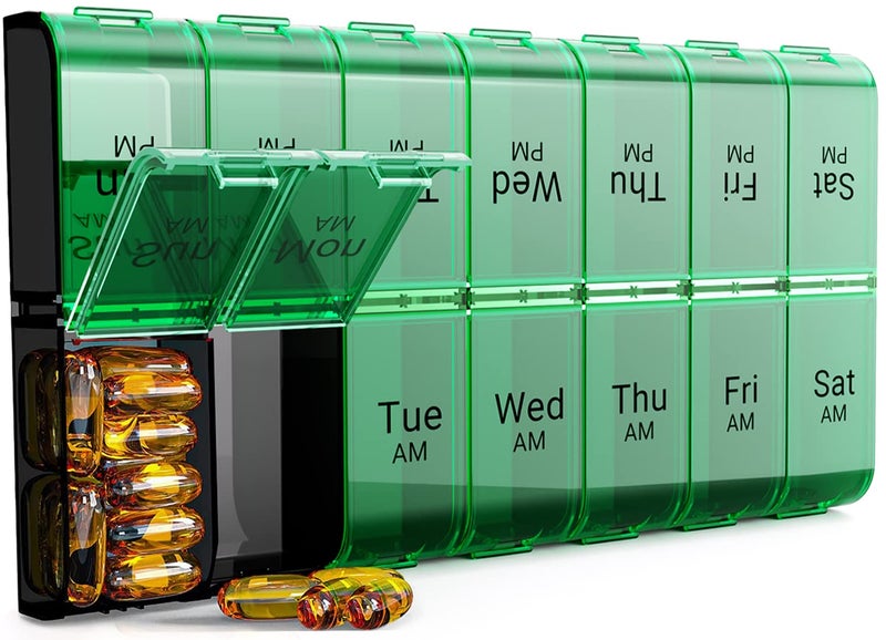Extra Large Pill Organizer 2 Times a Day XL 7 Day Pill Box AM PM Jumbo Weekly Pill Case Daily Night Oversized Medicine Organizer Vitamin Holder Big Pill Container Twice a Day Pill Organizer