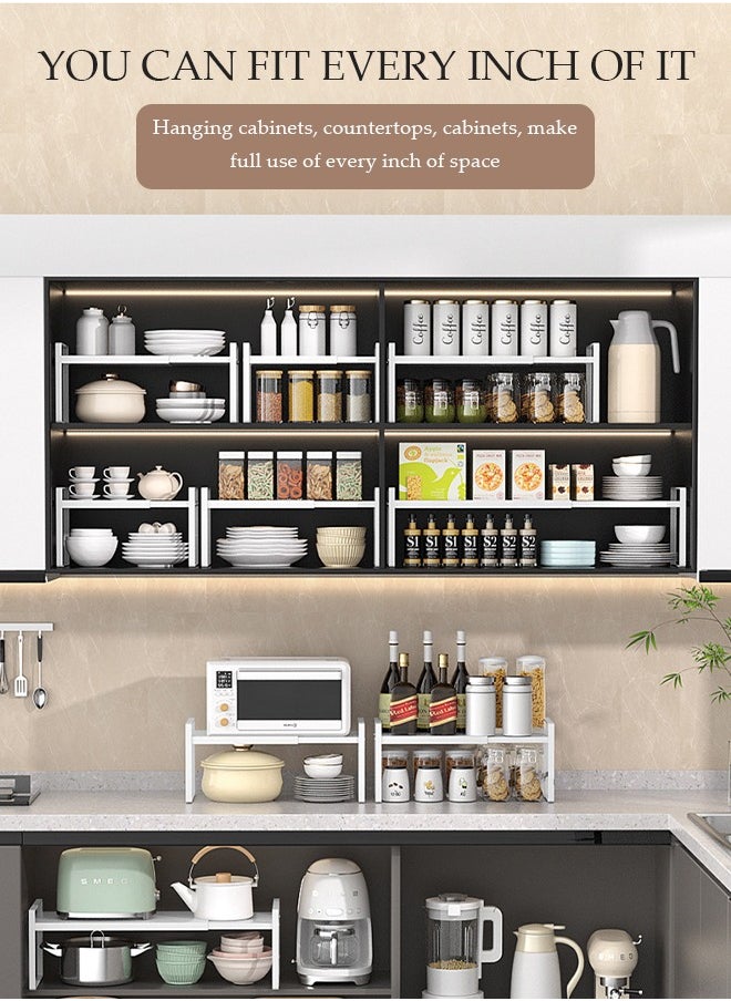 DUNISO Expandable Countertop Organizer Shelf, movable multifunctional kitchen shelf, spice rack organizer, suitable for kitchen, living room, bathroom, expandable 25cm to 45 cm, black  - Image 5
