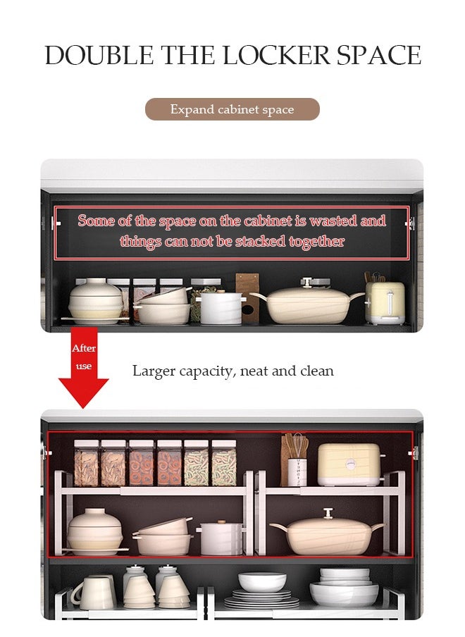DUNISO Expandable Countertop Organizer Shelf, movable multifunctional kitchen shelf, spice rack organizer, suitable for kitchen, living room, bathroom, expandable 25cm to 45 cm, black  - Image 4