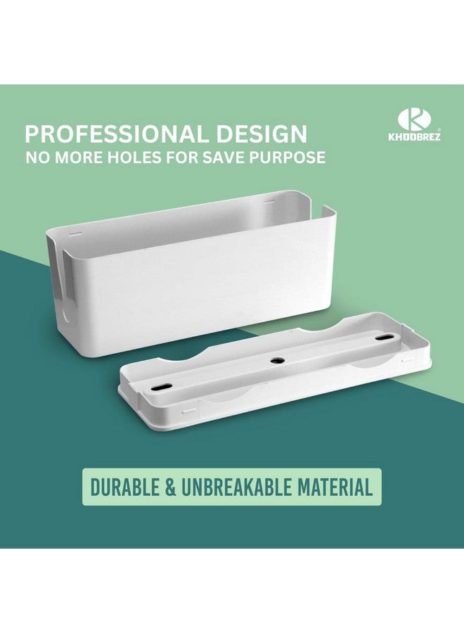 KHOOBREZ Cable Management Box | Mobile, Tablet & Charging Stand | Wire Organizer Box | Desk Organizer Wire Bin (White) - Image 2