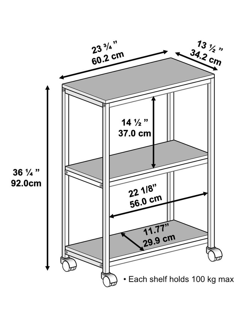 STAR WORK STAR WORK 3 Shelves Heavy Duty Rack with Wheels Rack for Laundry Bathroom Kitchen Storage Cart 24 x 135 x 36 inches LxWxH3 SHELF  - Image 3
