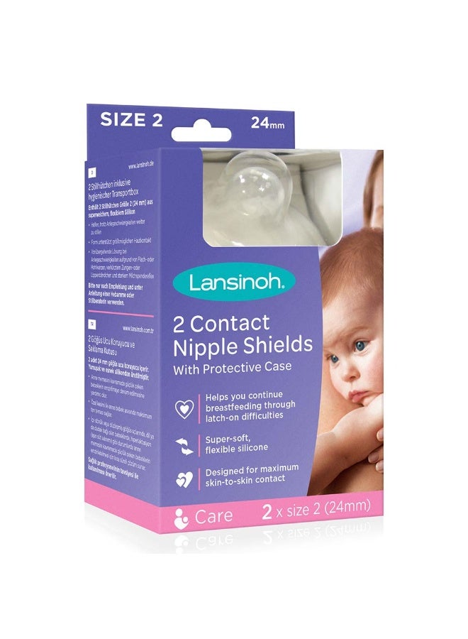 Contact Nipple Shields With Protective Case For Breastfeeding Moms, Size 2, 24mm, Pack ofÂ 2's